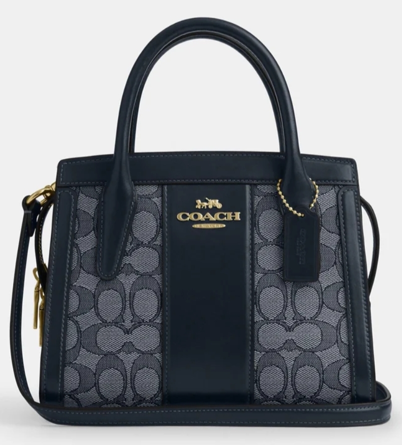 [S] COACH CT766 ANDREA CARRYALL BAG IN SIGNATURE JACQUARD,IM/NAVY/MIDNIGHT NAVY, 196395421794 (SCO969)