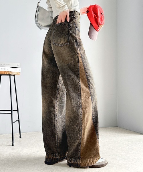 日本🇯🇵連線 Classical Elf 不對稱拼接牛仔褲 落地褲 直筒褲 寬鬆 3色(任買兩件711免運)/預購