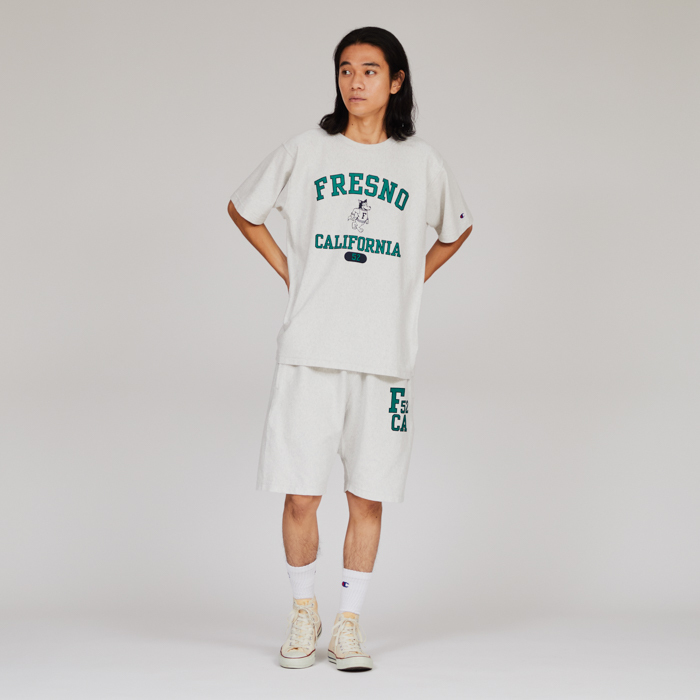 男款-REVERSE WEAVE®系列9.4oz 厚磅 印花 短袖 T恤-淺米（C3-B303-810）