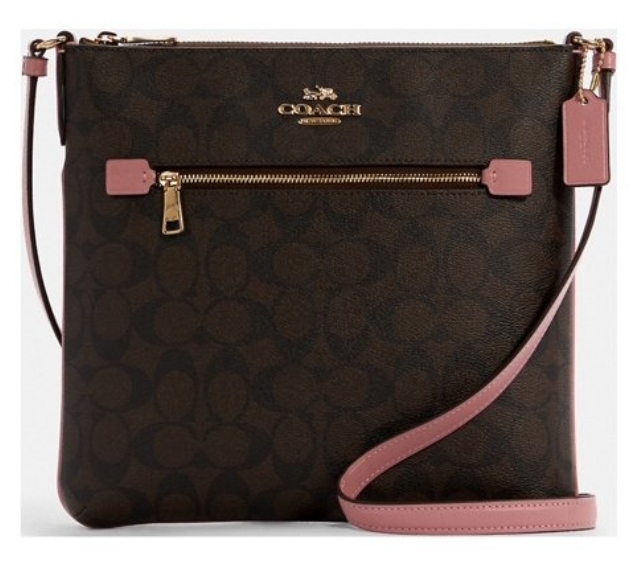 [S] COACH SIG ROWAN FILE BAG, IM/ BROWN SHELL PINK, 195031392139 (SCO1127)