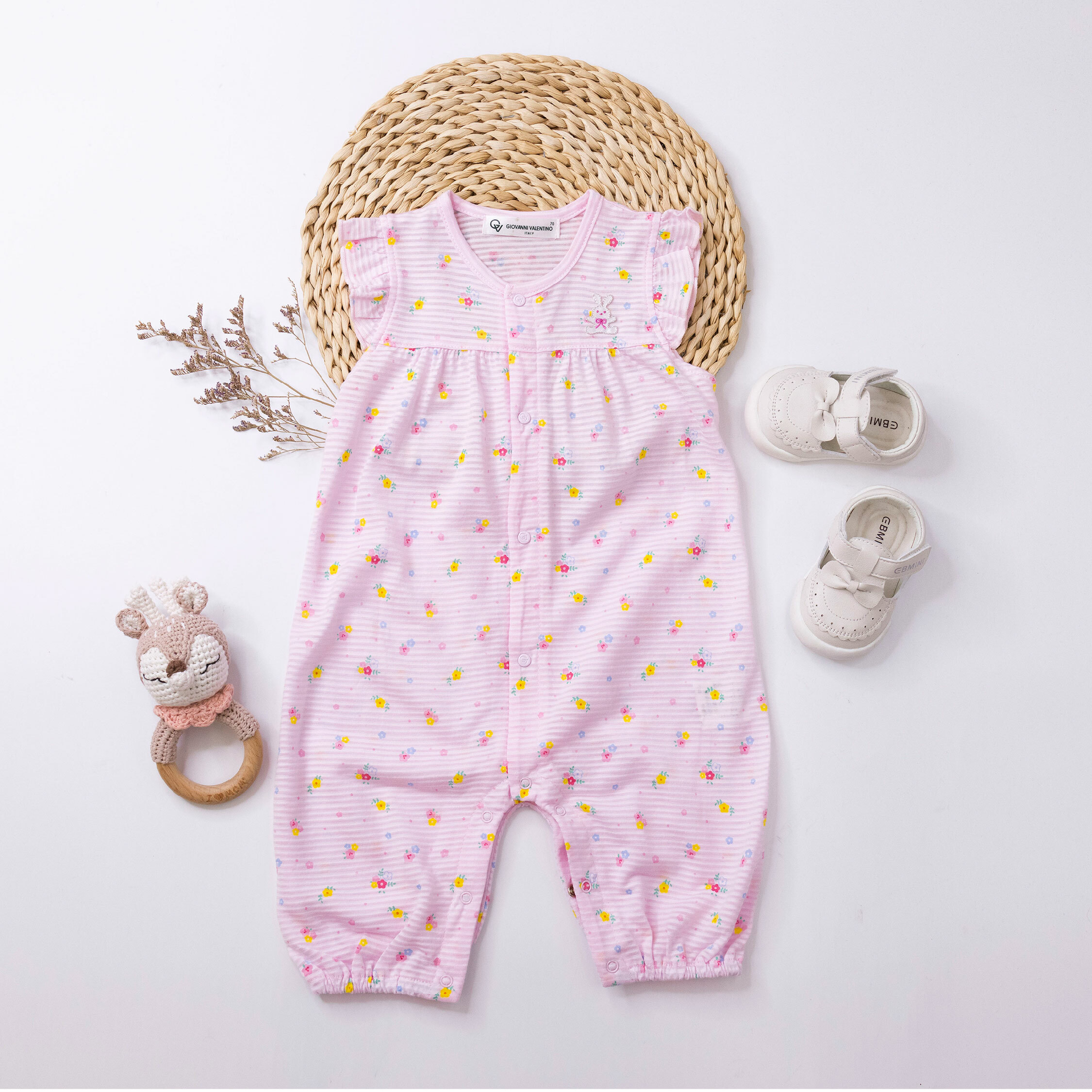 范侖鐵諾【32020】繽紛滿天花小兔連身衣＊二色