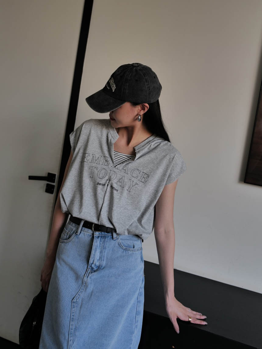 假兩件背心內條紋上衣*3色