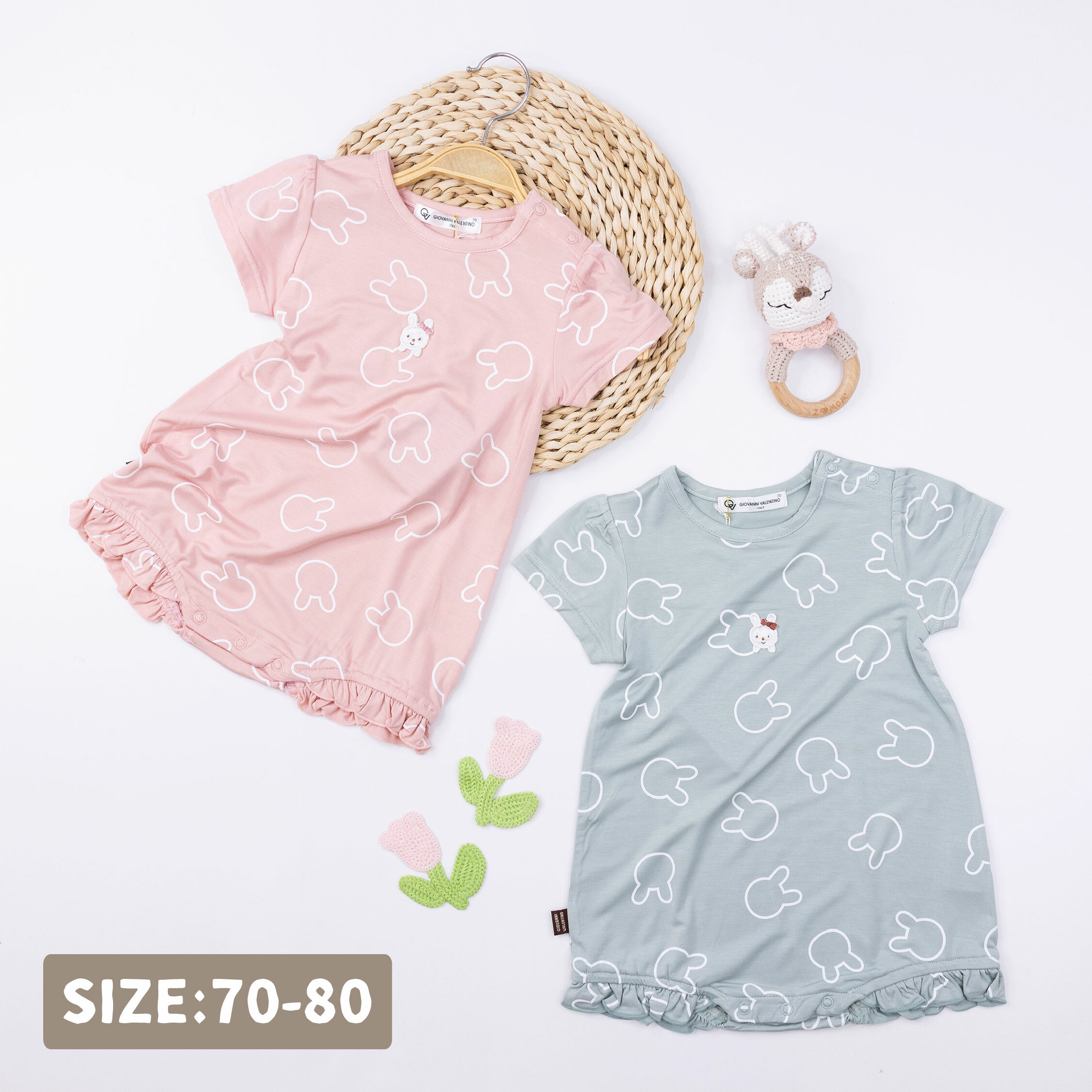 范侖鐵諾【32026】滿版兔兔剪影圖案連身裝