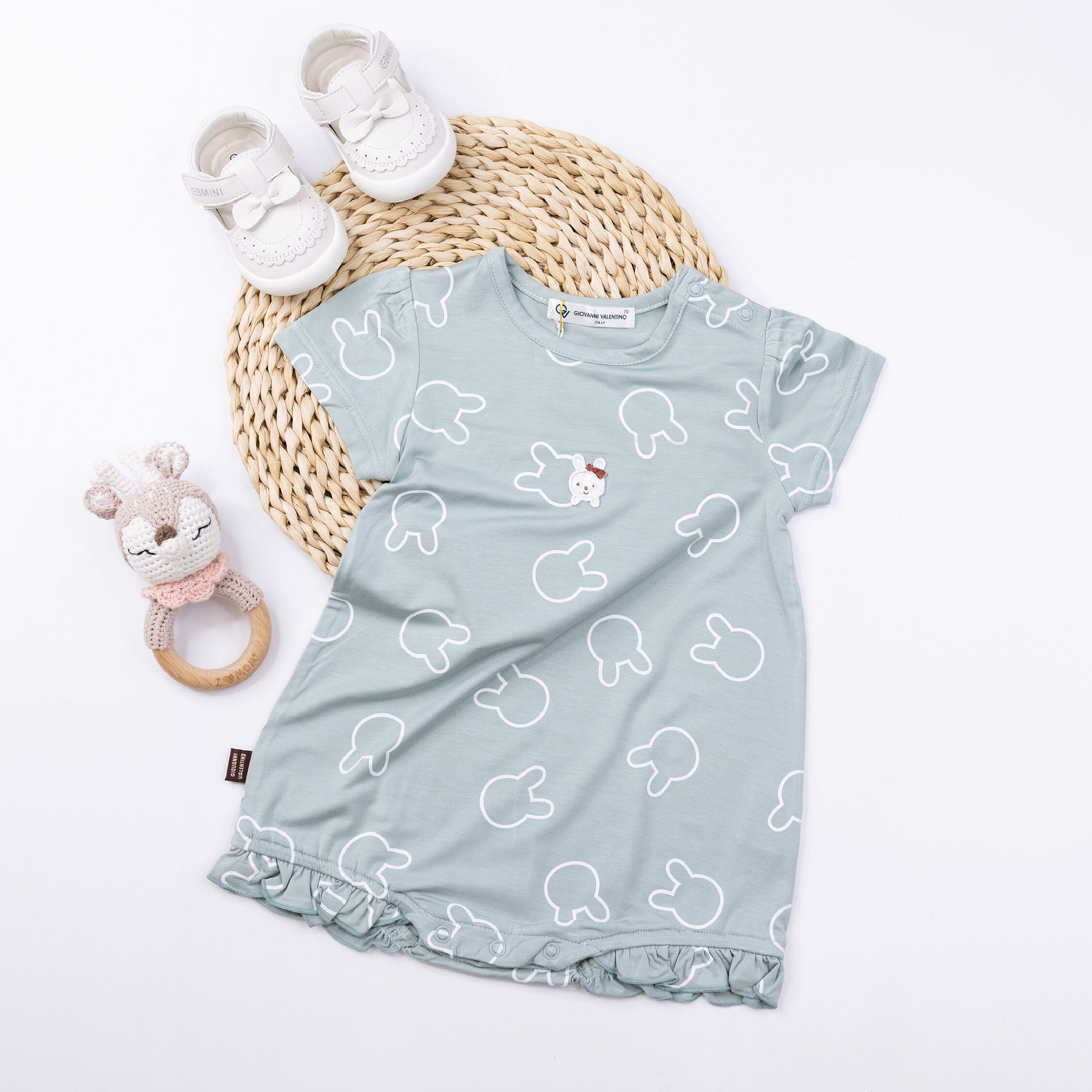 范侖鐵諾【32026】滿版兔兔剪影圖案連身裝