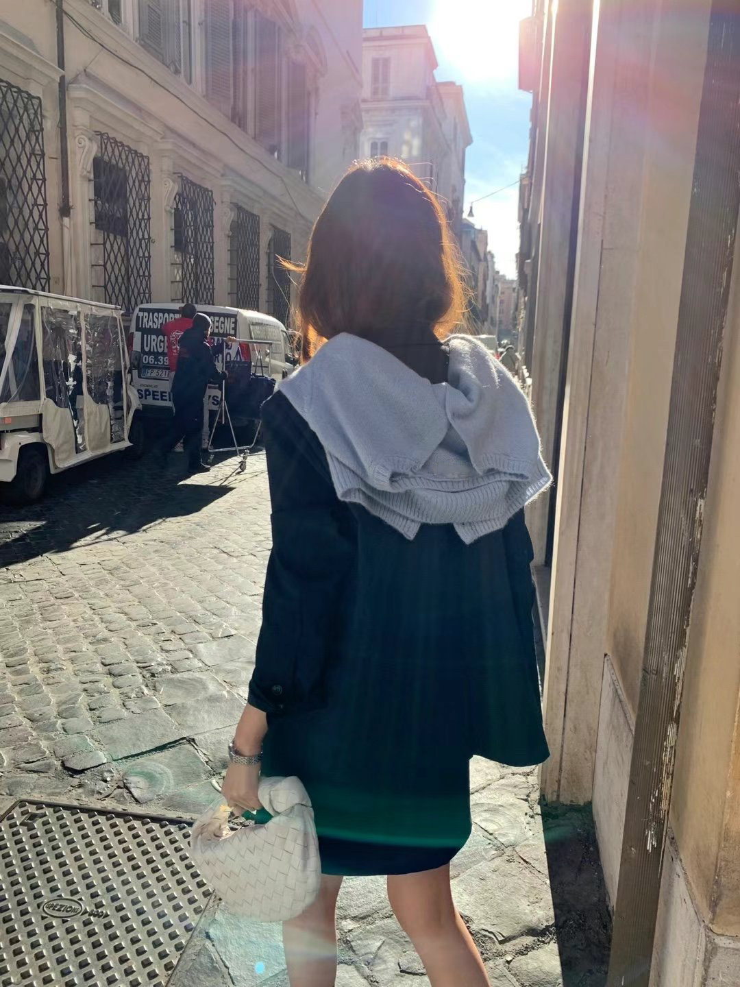 單側雙小釦內裡褲裙(深藍/S)