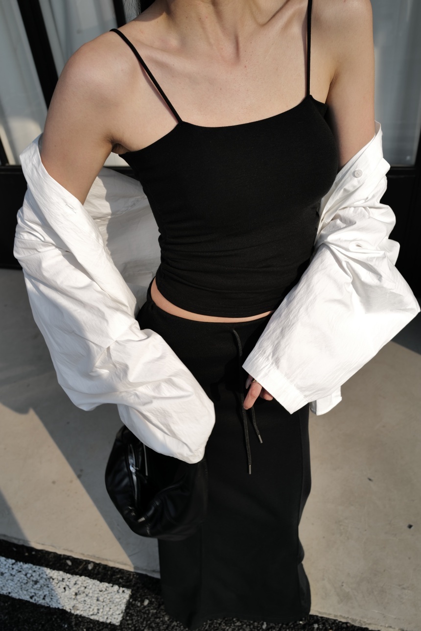 細肩側抓皺附胸墊背心*3色