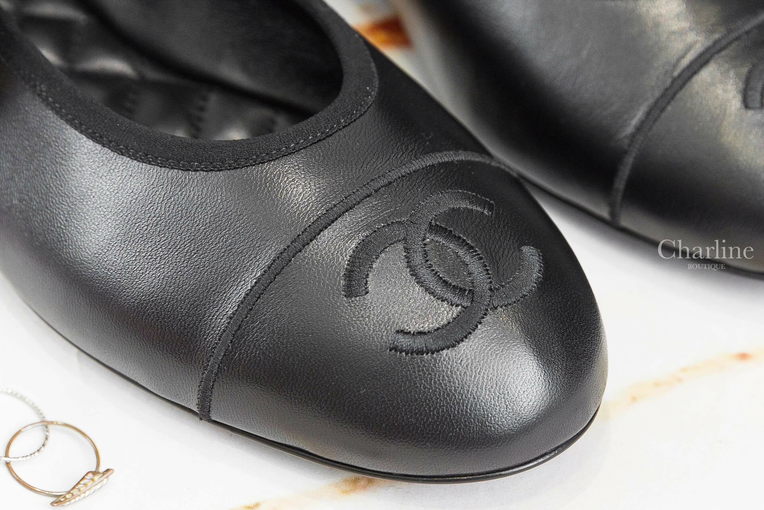 Chanel Mary Janes 黑CC羊皮金釦平底瑪莉珍鞋