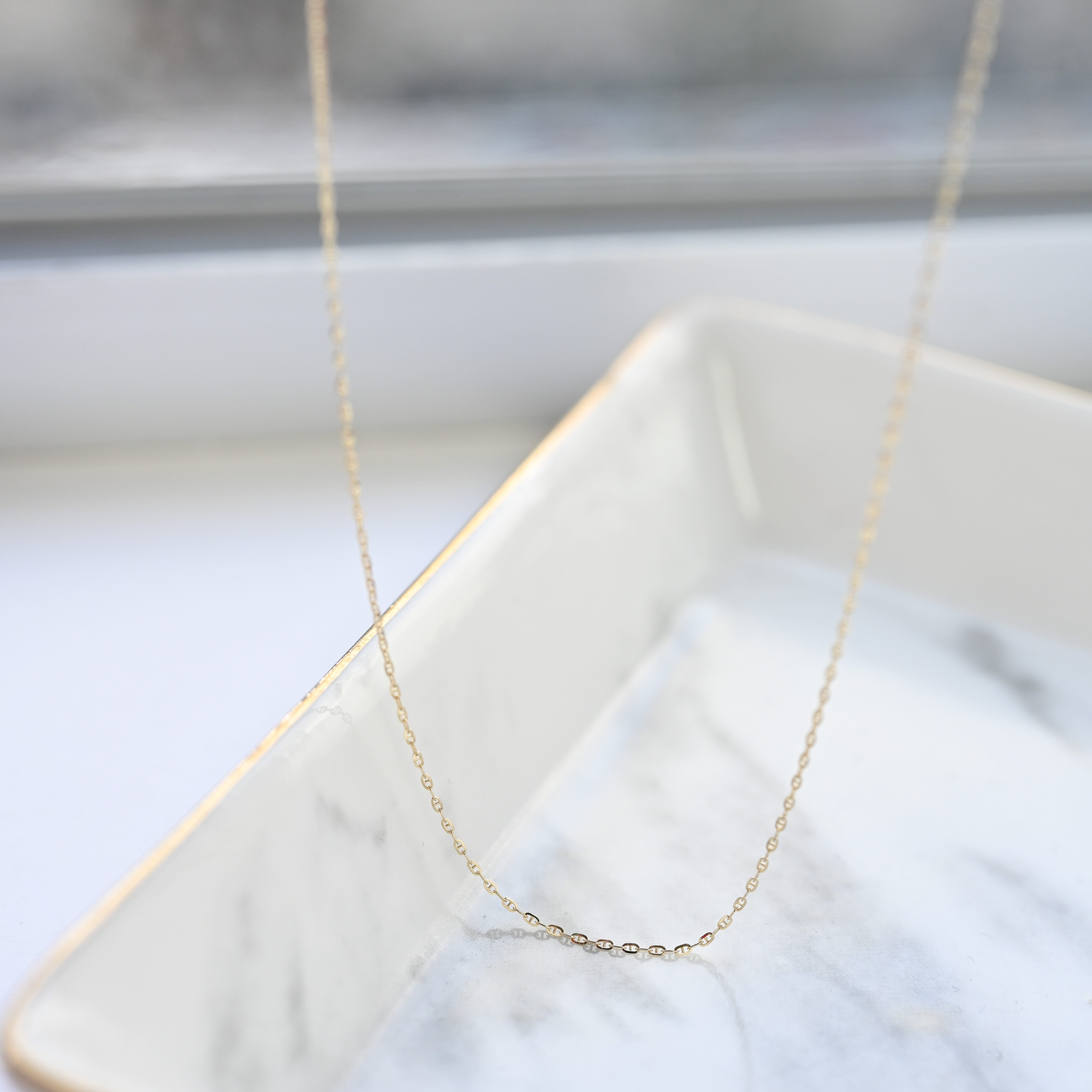 18k Yellow Gold Mini Pig Nose chain necklace