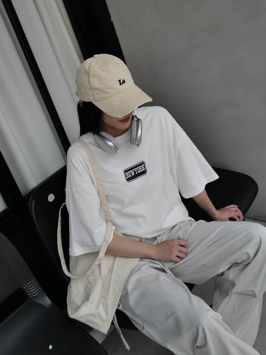 New York 胸前刺繡男友上衣*5色