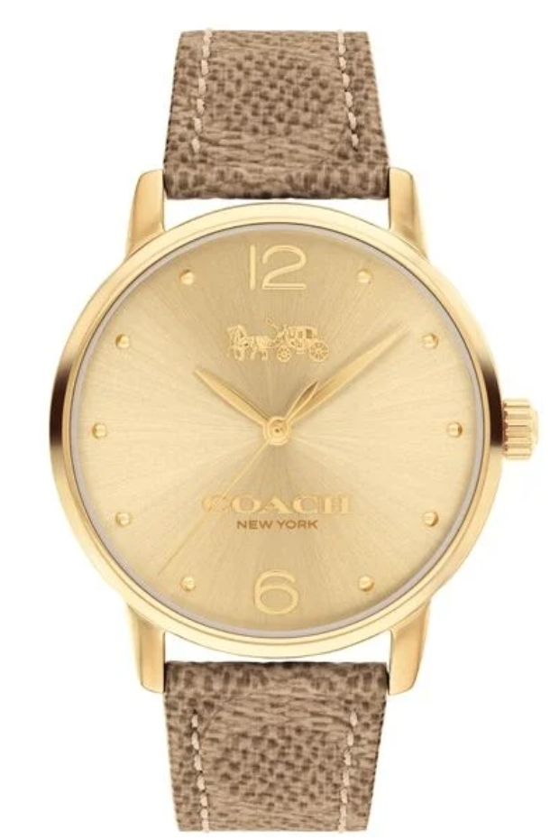 [S] LUXURY WATCH COACH 14504436 GRAND 36MM WOMEN'S WATCH STAINLESS STEEL BROWN PVC STRAP,BROWN, 885997585538 (SZZ510)