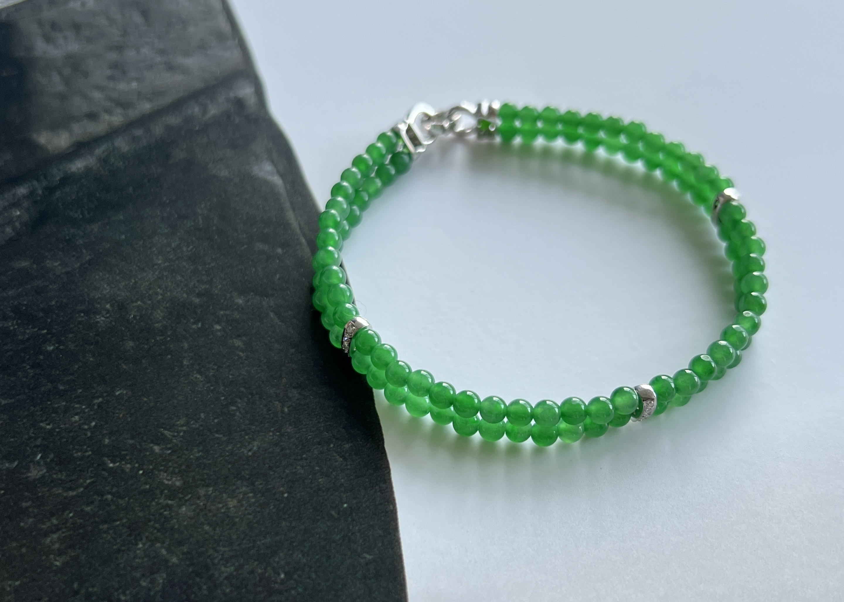 珍藏級極冰辣陽綠珠手繩鍊18K