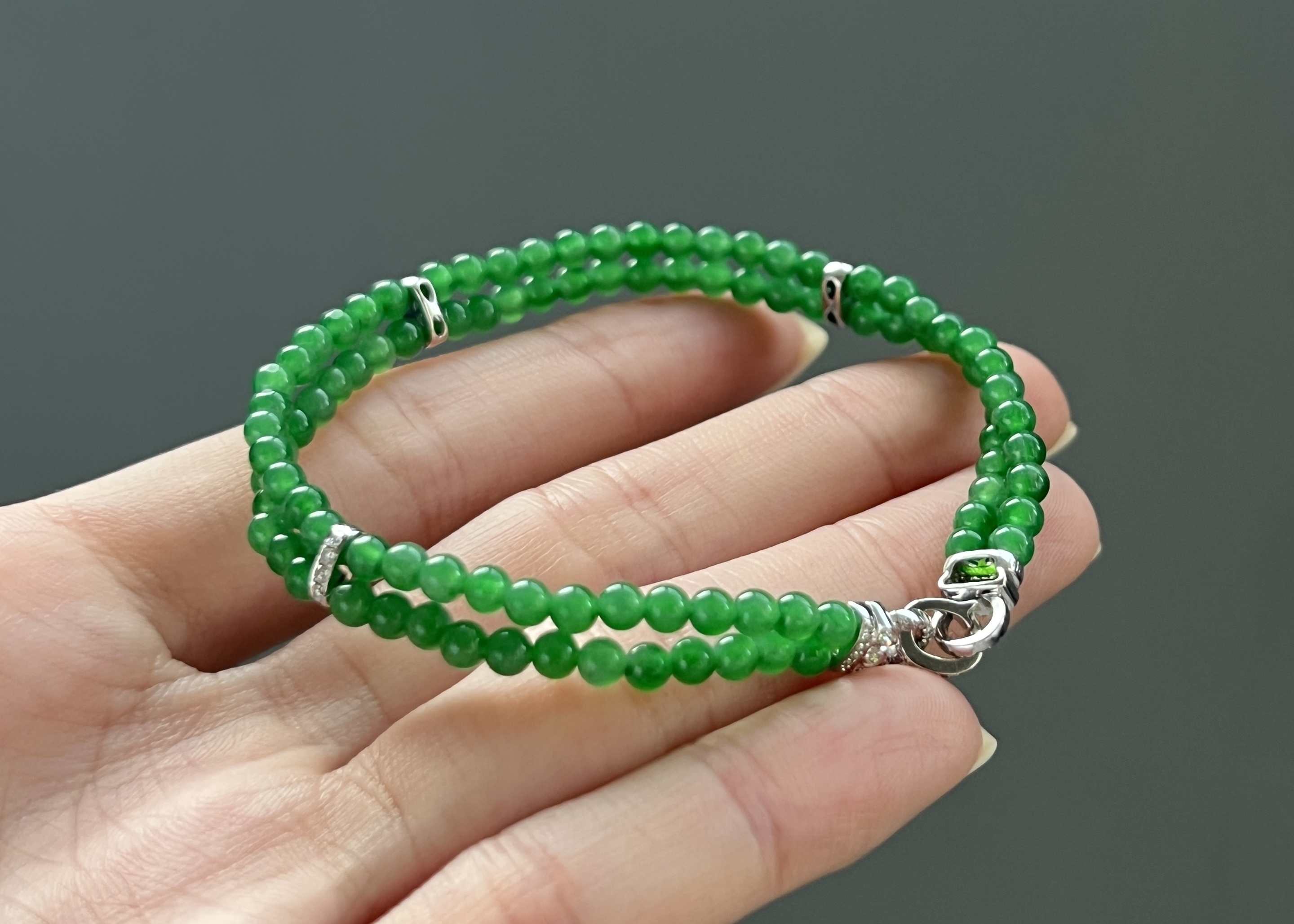 珍藏級極冰辣陽綠珠手繩鍊18K