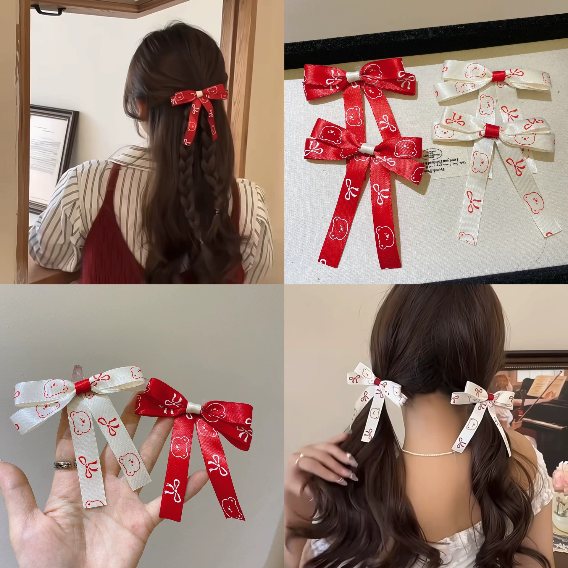 [4 FOR RM10] Cute Bow & Teddy Side Hair Clips