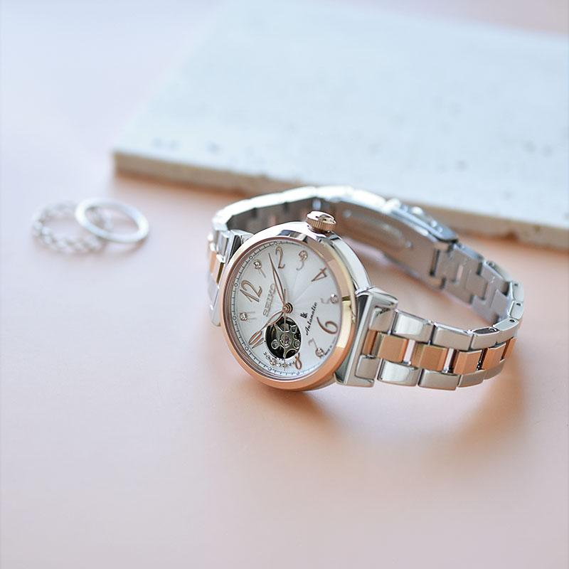 萬年鐘錶 - SEIKO 日本精工錶 LUKIA 系列 甜美氣質開芯視窗機械女錶  SSVM060J / 4R38-02N0KS  錶徑 34.6MM