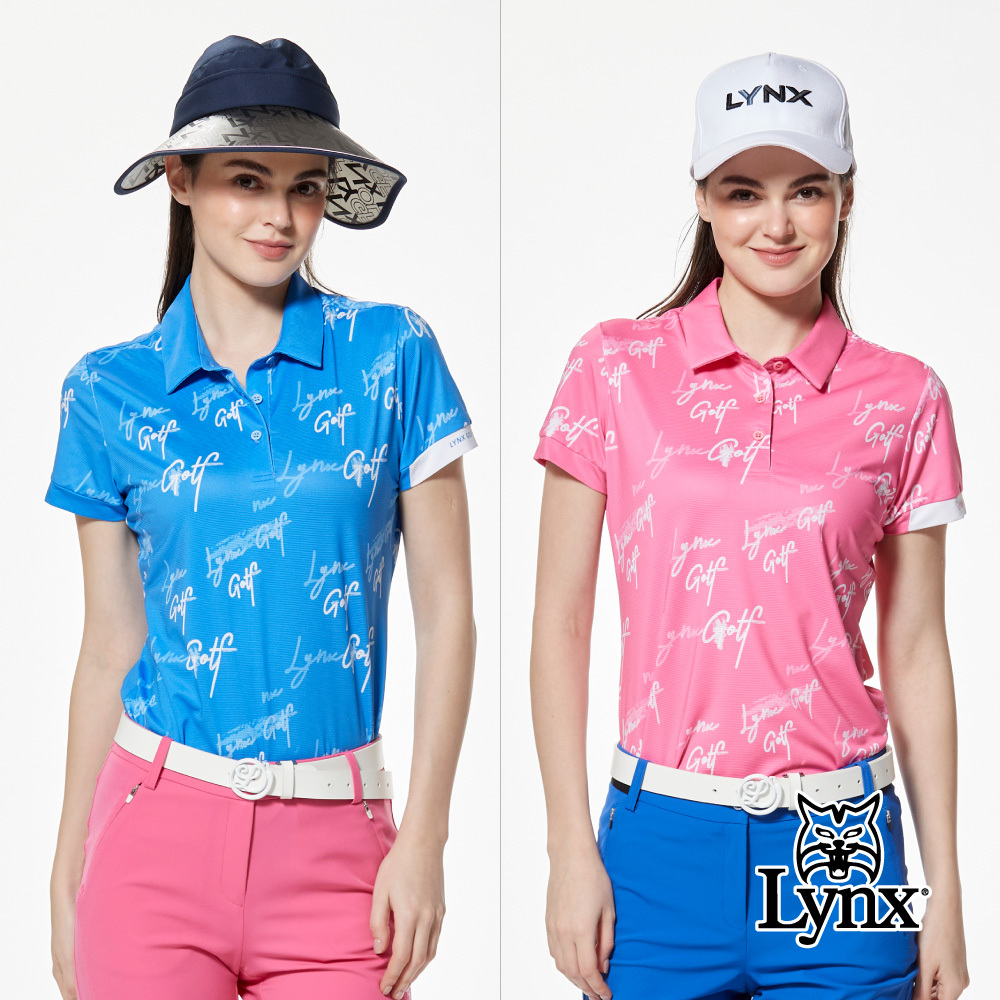 【Lynx Golf】吸排涼感抗UV抗菌組織布剪接膠印短袖POLO衫/高爾夫球衫
