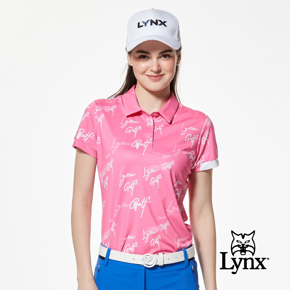 【Lynx Golf】吸排涼感抗UV抗菌組織布剪接膠印短袖POLO衫/高爾夫球衫