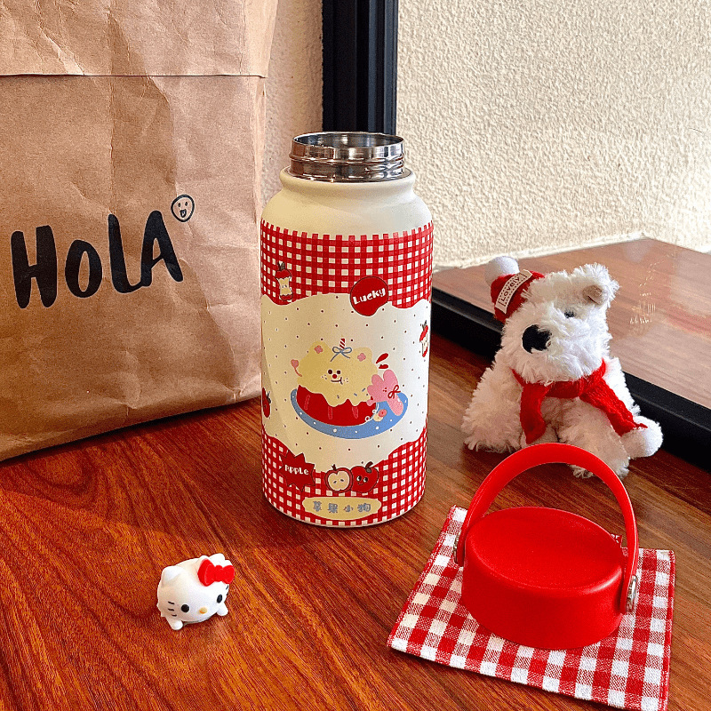 900ML Korean Aesthetic Cute Handle 316 Stainless Steel Thermal Bottle