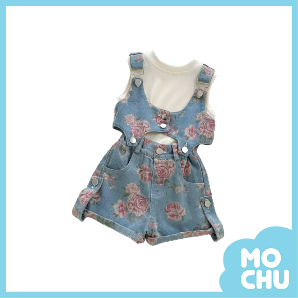 玫瑰花朵吊帶三件式套裝