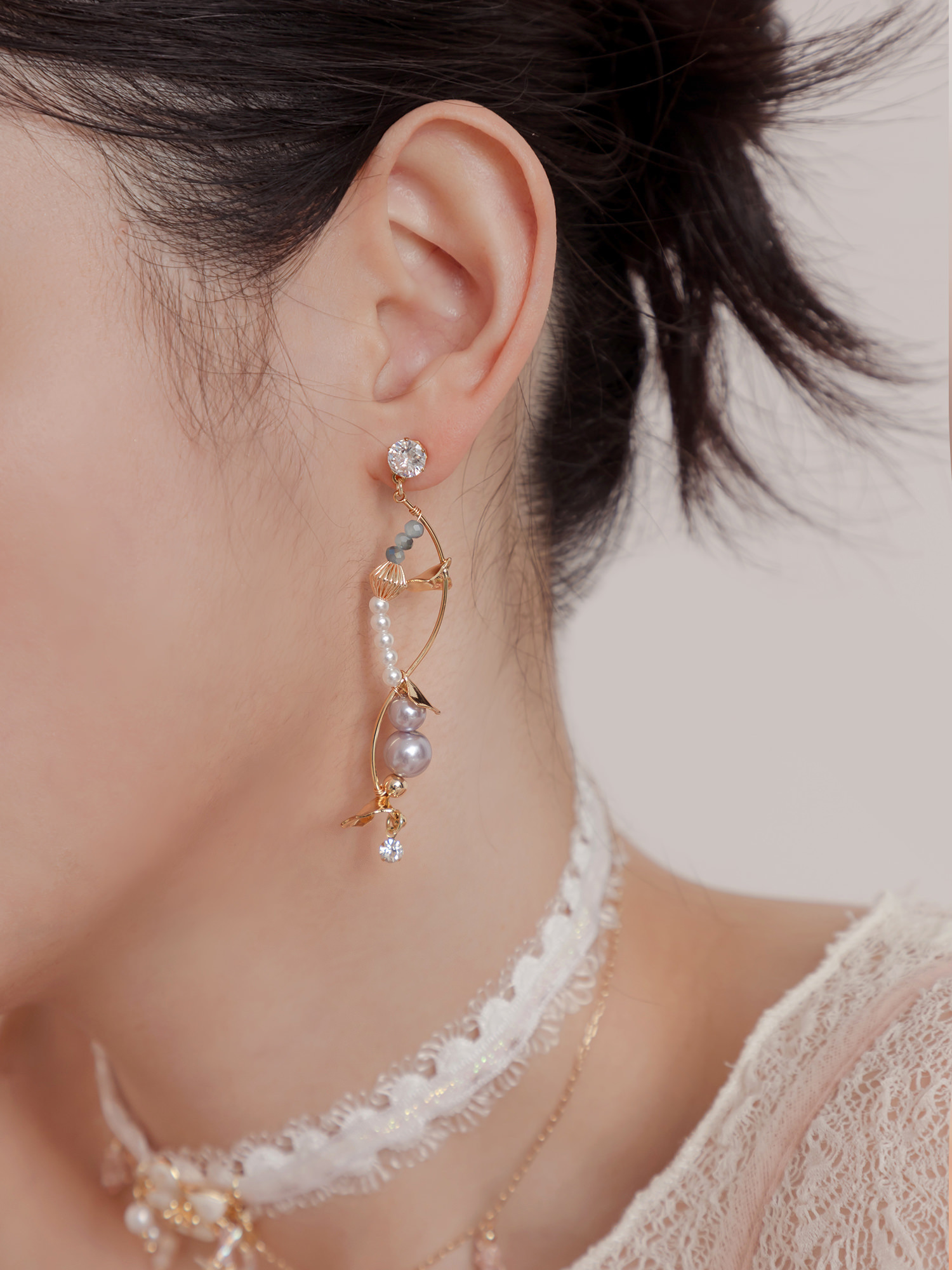 哄哄小脾氣。MUCHAT手作14KGP珍珠流蘇花瓣耳環