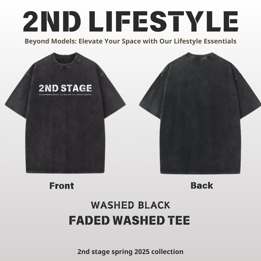 2nd FADED WASHED TEE A WASHED Black （洗水黑）