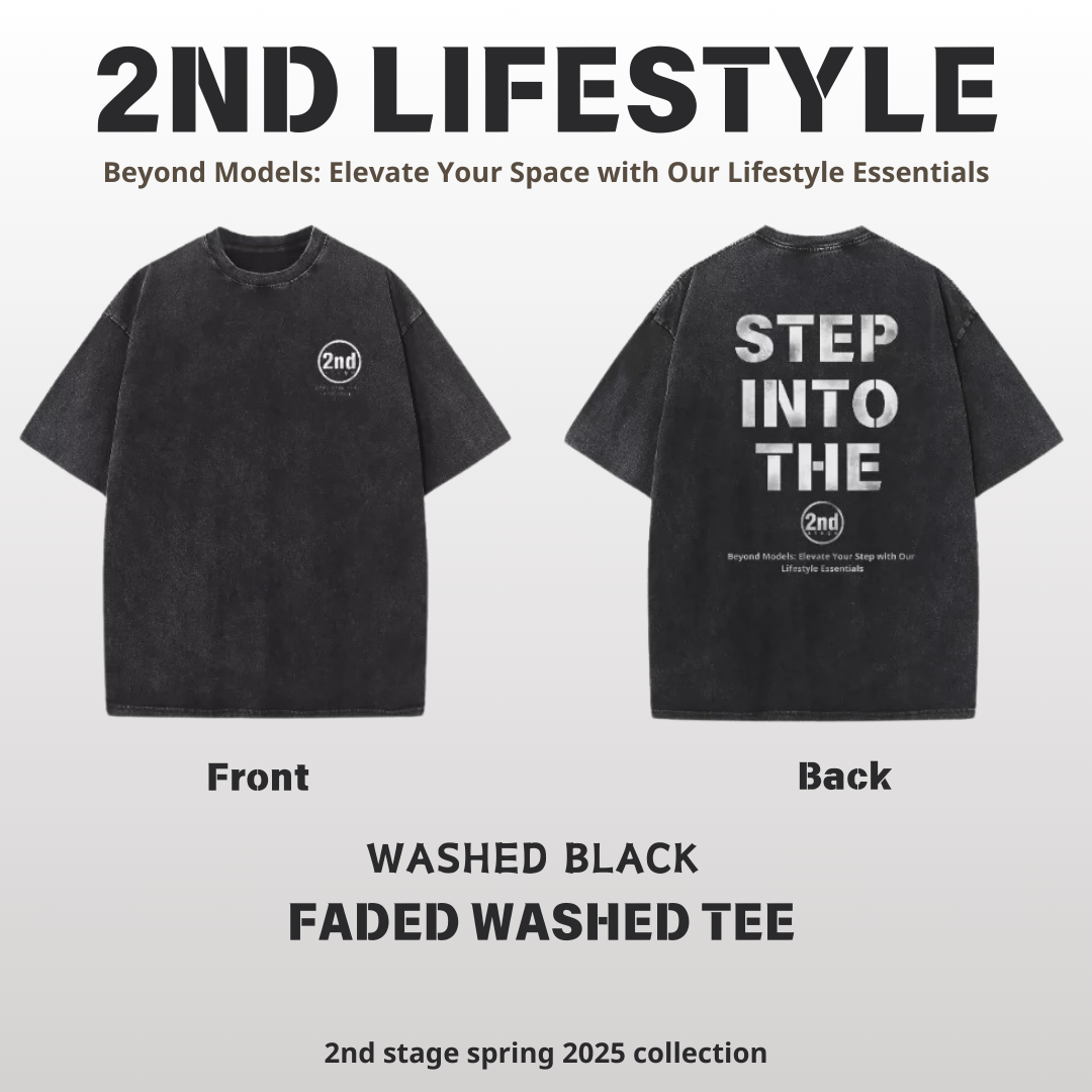 2nd FADED WASHED TEE B WASHED Black （洗水黑）