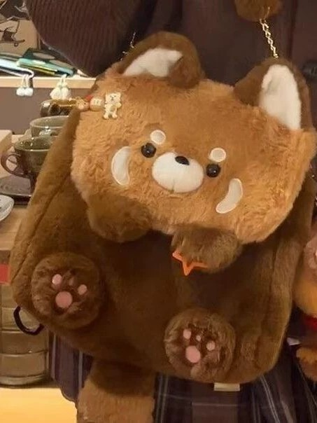 Autumn Winter Cute Raccoon Panda Plush Backpack