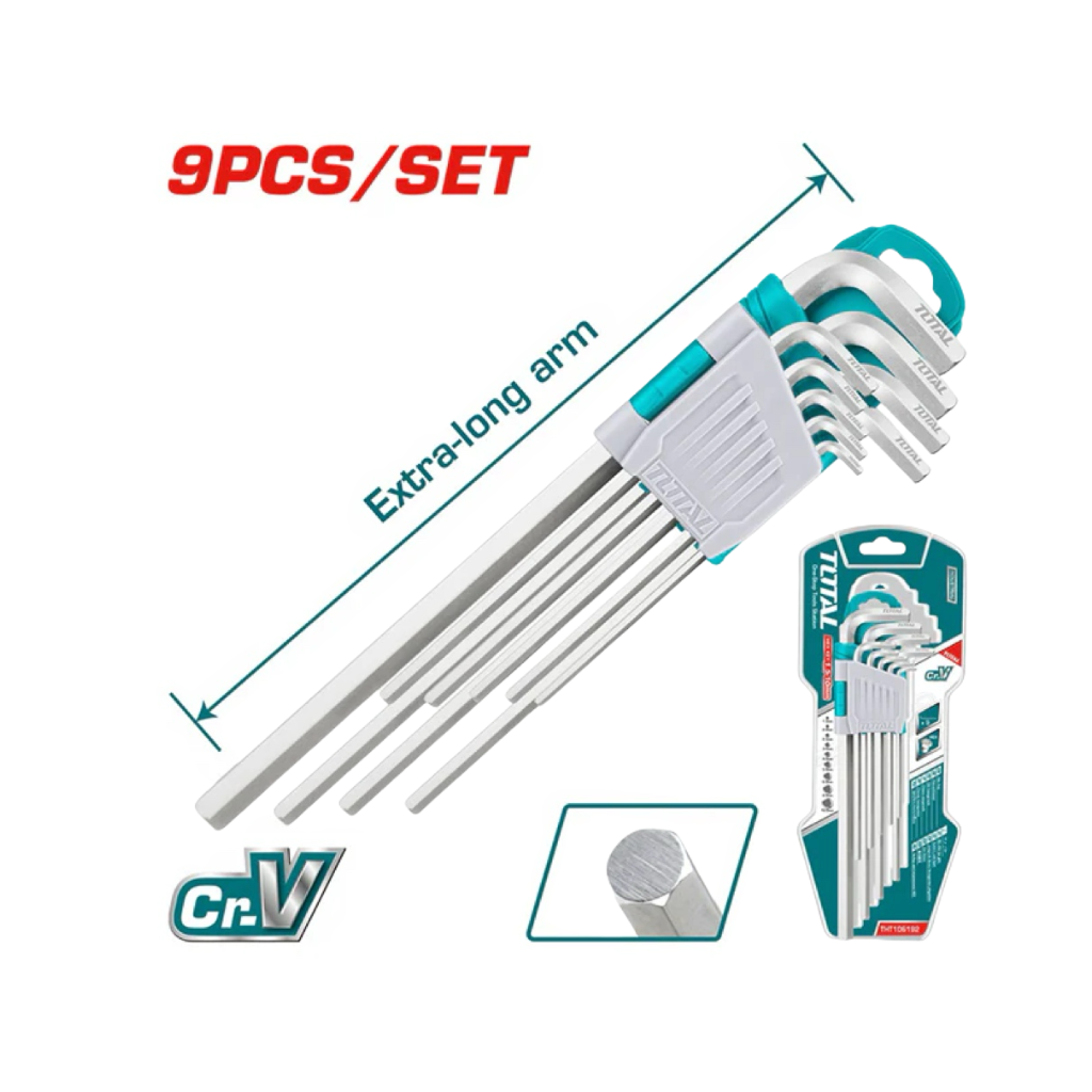 TOTAL 加長型六角板手組 9PCS(THT106192)