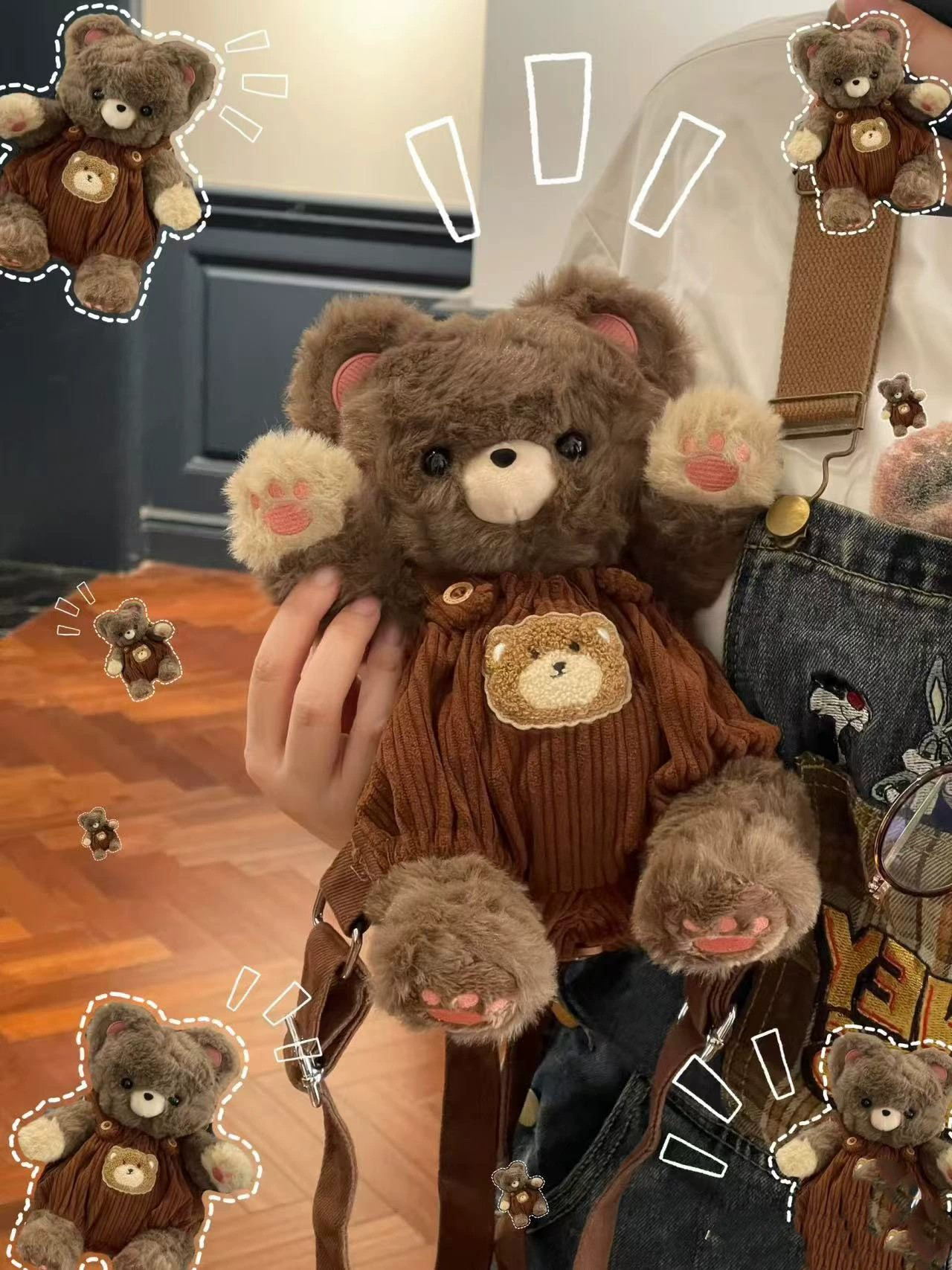 Strap Bear Plush Backpack