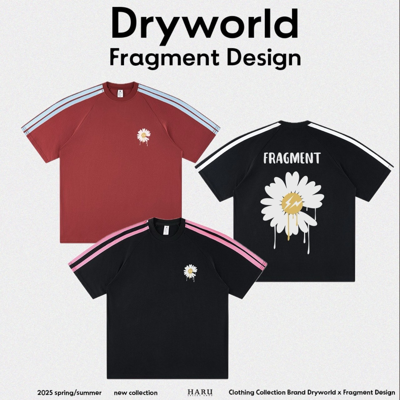 聯名 Dryworld X Fragment Design GD 雛菊 閃電 向日葵 復古滾邊  短袖上衣 短TEE FD-FYY62T3034