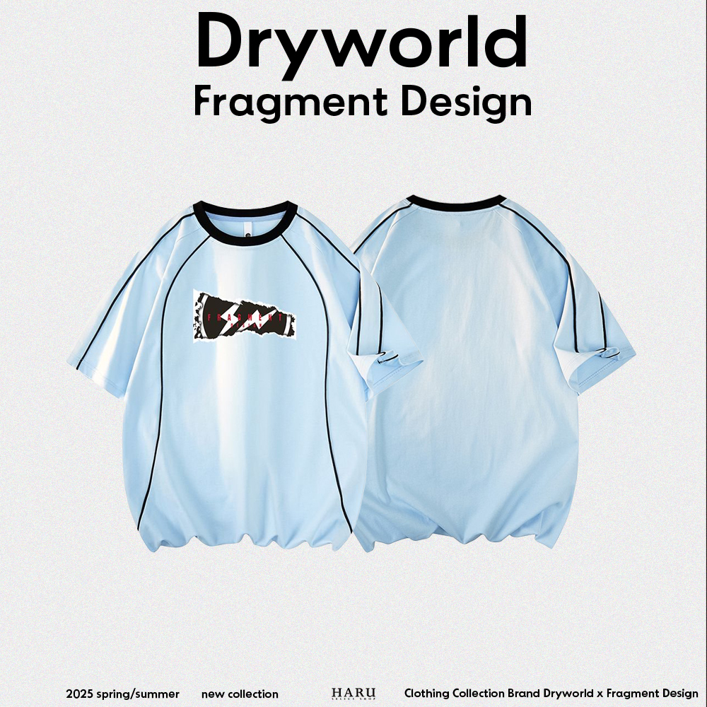 聯名 Dryworld X Fragment Design 撕紙圖案 閃電LOGO 美式復古 橄欖球 球衣 線條 解構 圓領 短袖上衣 FD-XYT319KT3014