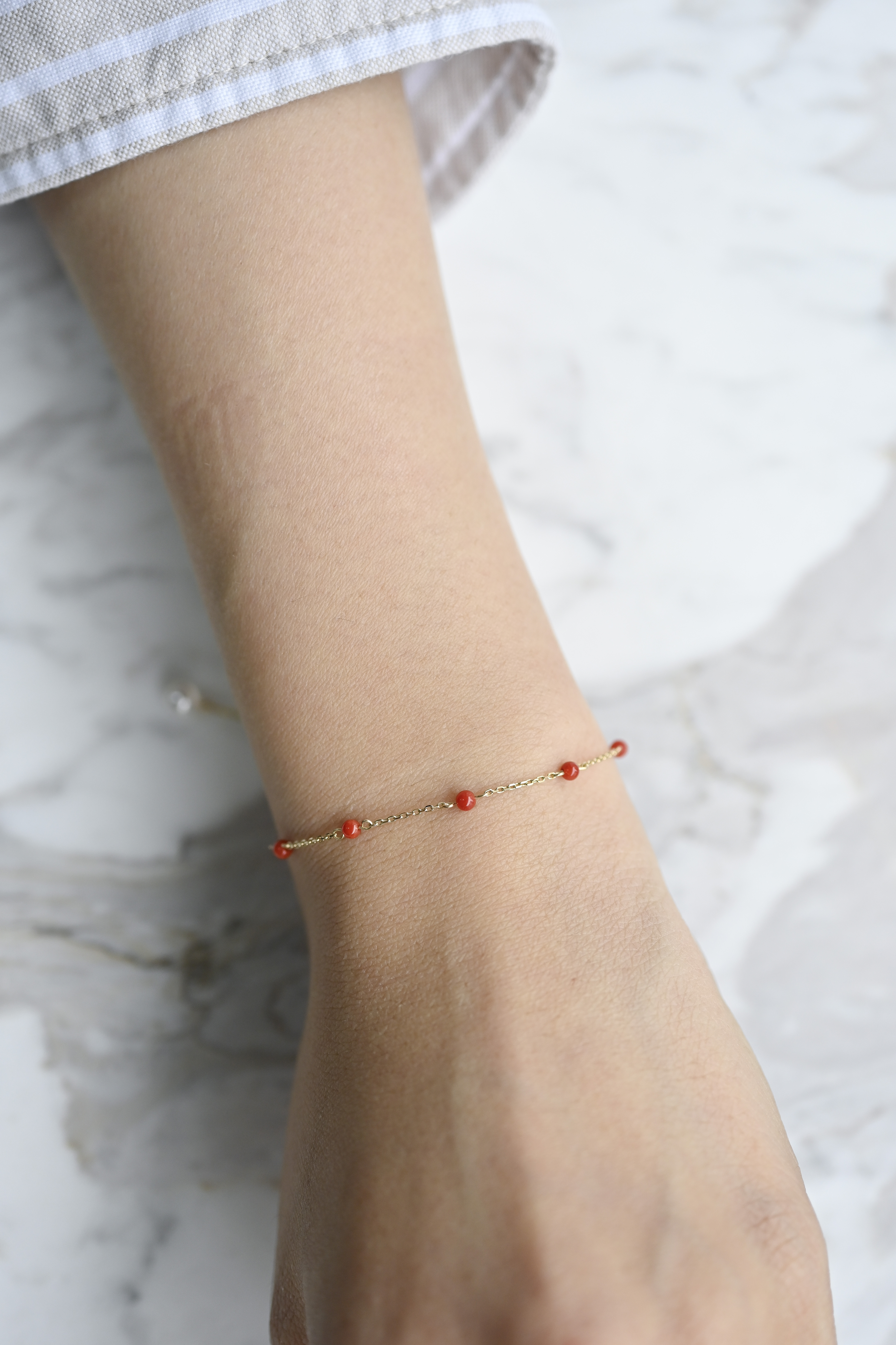 10K Coral & Pearl Bracelet