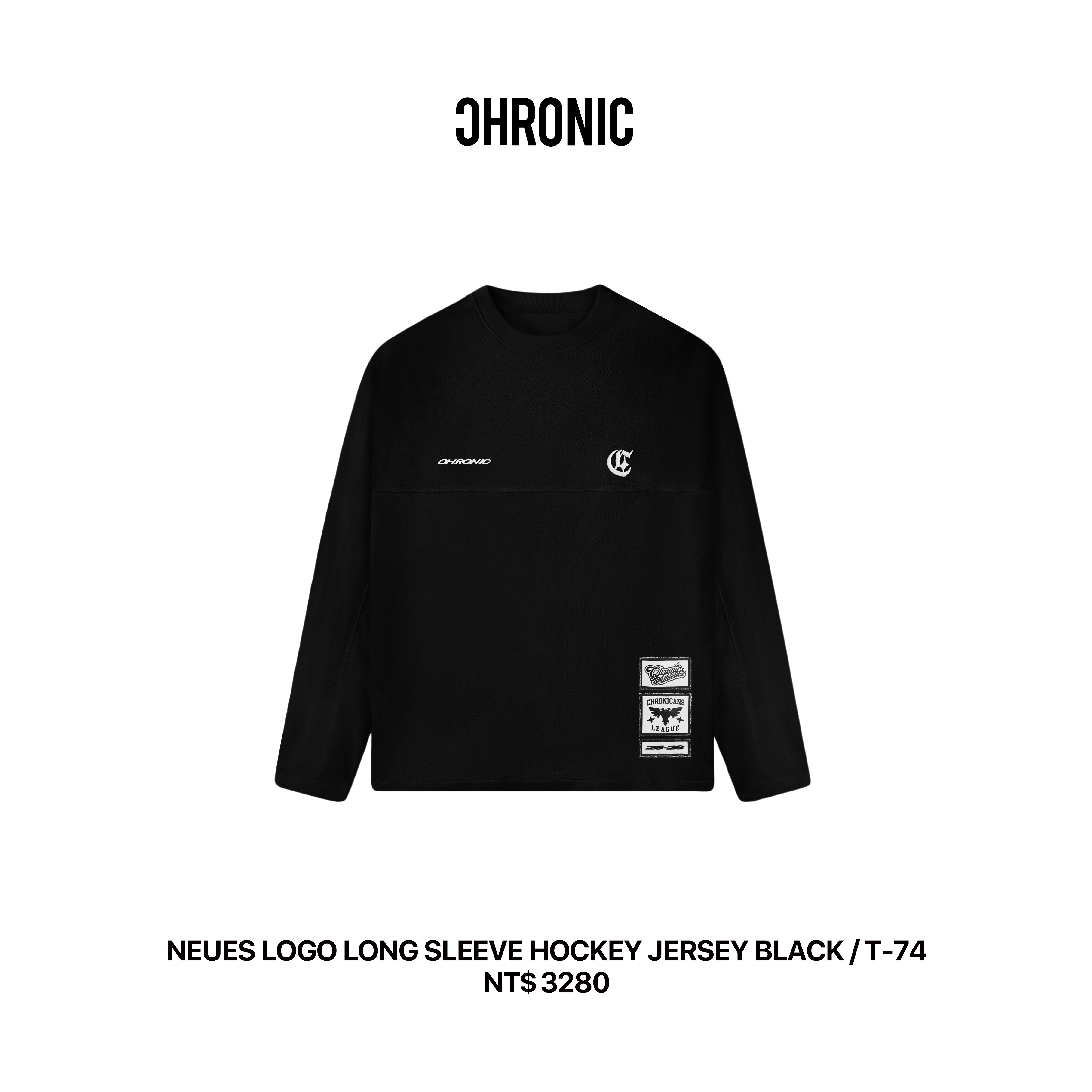 NEUES LOGO LONG SLEEVE HOCKEY JERSEY BLACK / T-74