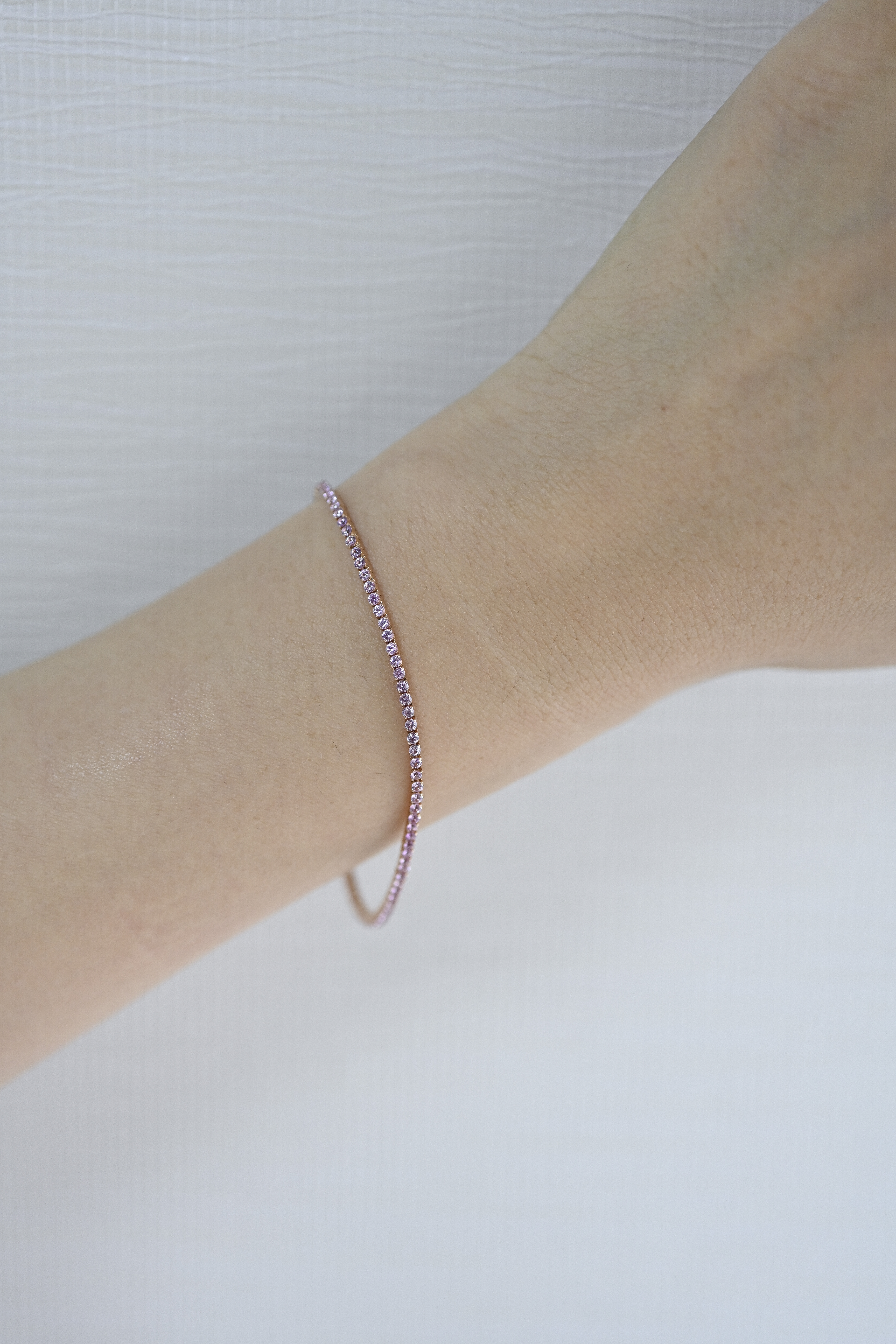 18K 1.67ct Pink Sapphire Tennis Bracelet