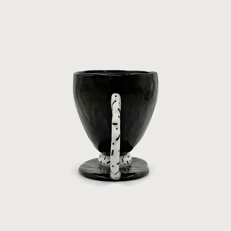曾筱元－撞色高腳杯 咖啡杯白把/大