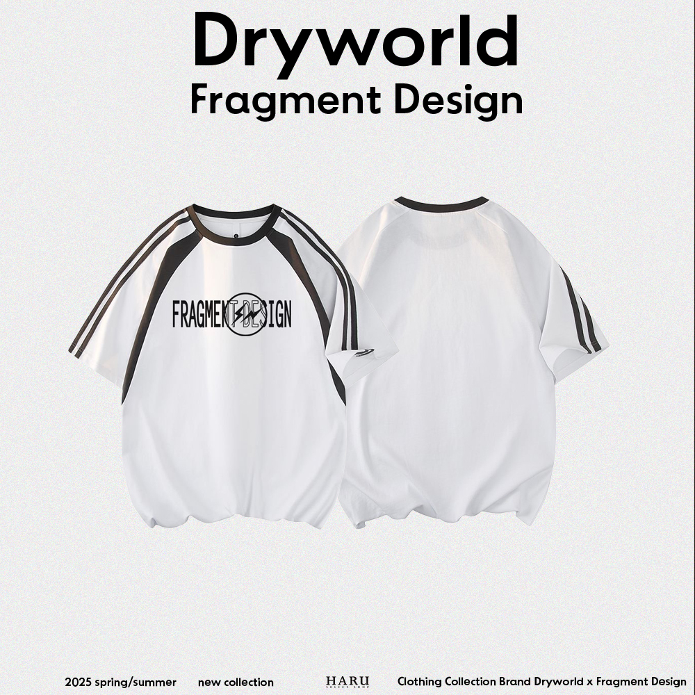 聯名 Dryworld X Fragment Design 閃電LOGO 條紋 撞色拼接 美式復古 球衣 圓領上衣 短袖上衣  FD-XYT319KT3011