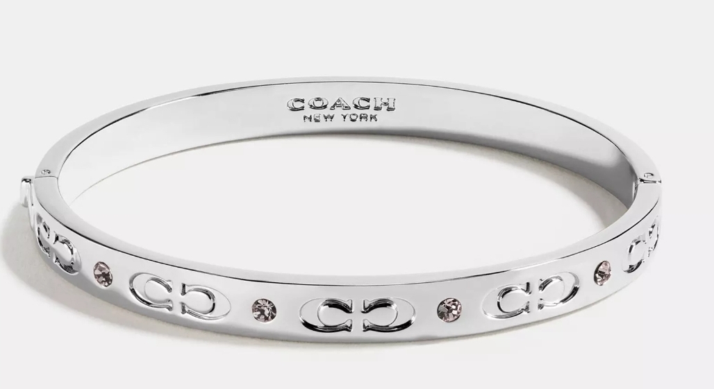 [US] COACH CX769 SIGNATURE HINGED BANGLE,SILVER, 889295630556 (SCO811)