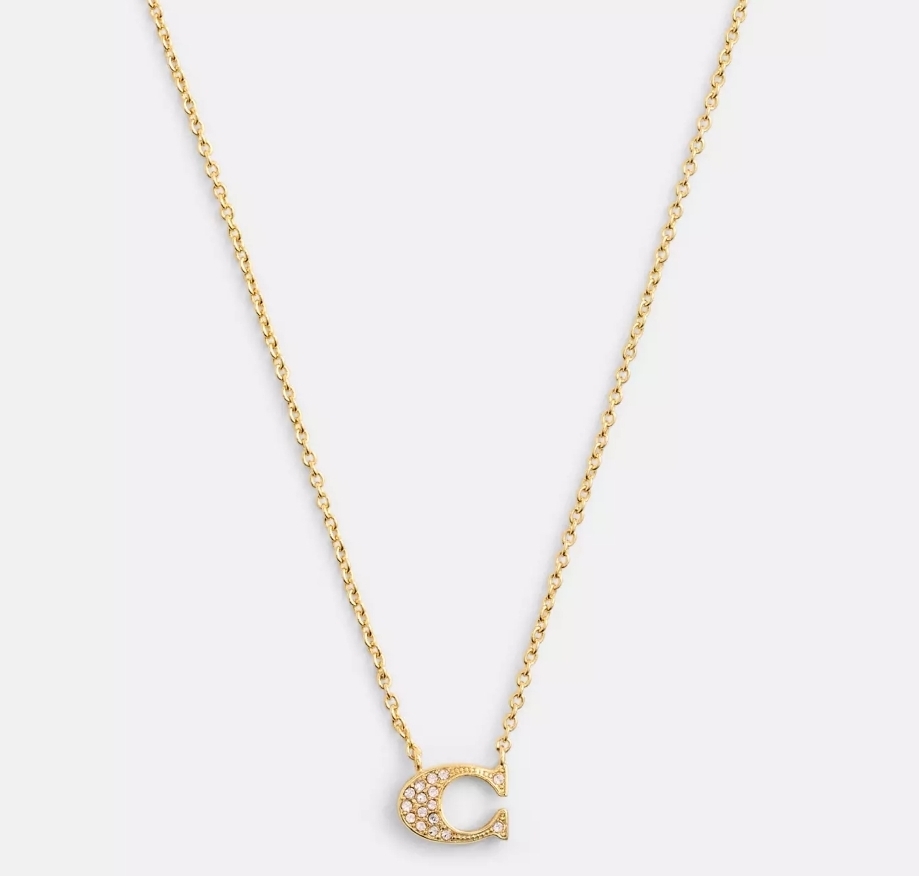[US] COACH PAVE SIGNATURE NECKLACE, GOLD, 889295375334 (SCO125)