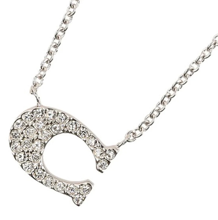 [US] COACH 91433 OPEN CIRCLE STONE STRAND NECKLACE,SILVER, 889295375341 (SCO73)