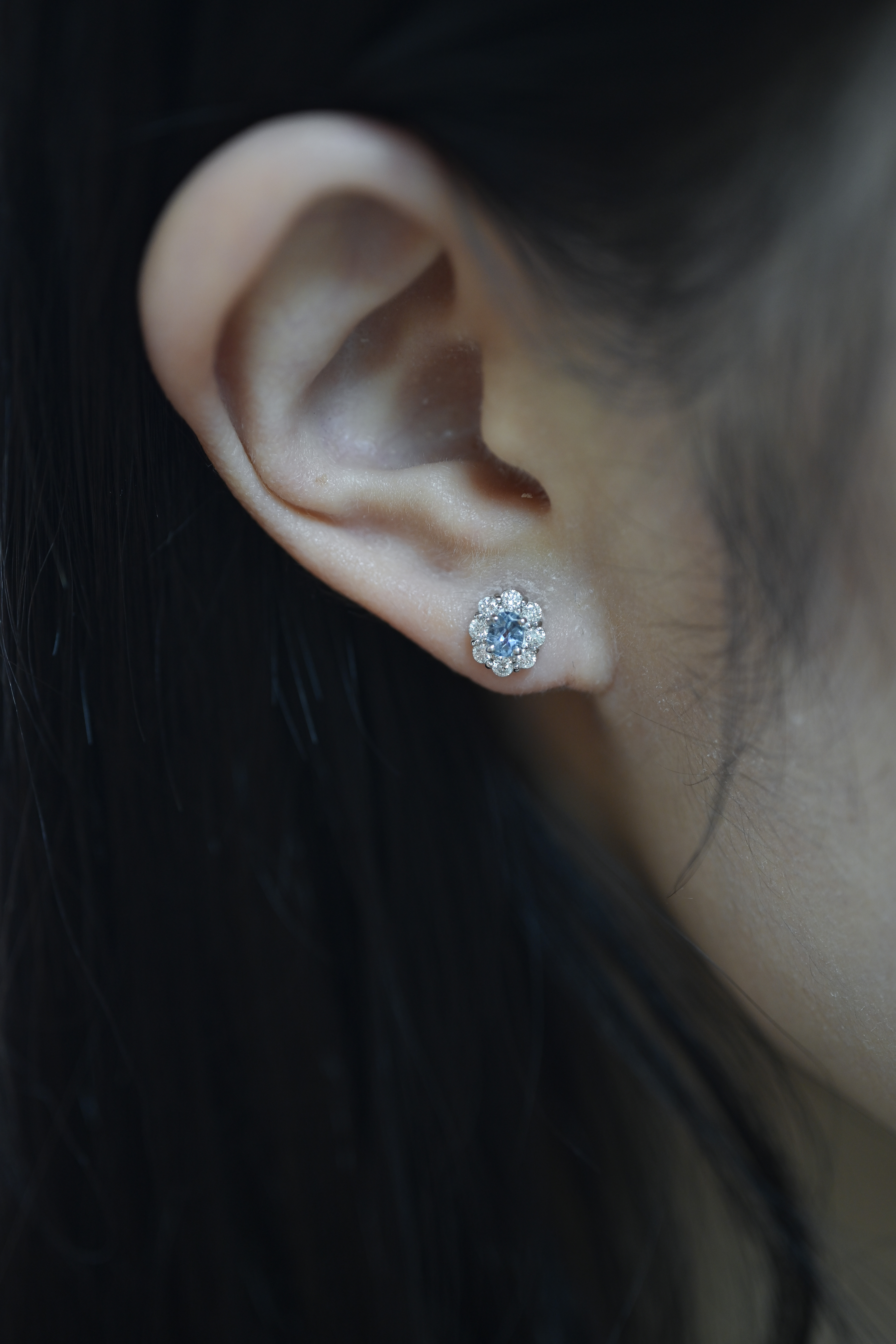 *18K/PT900 Aquamarine Diamond Earring