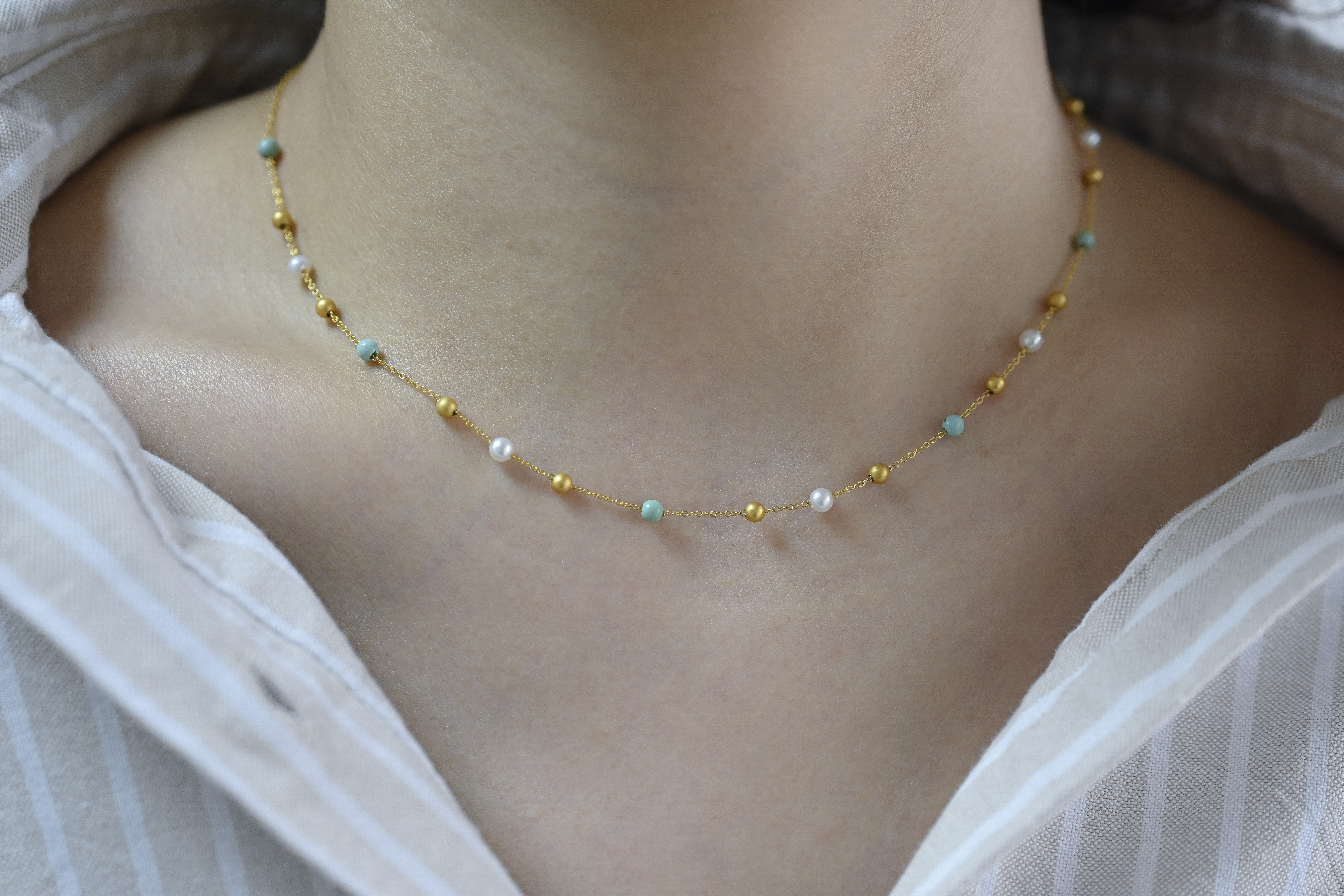 18K Malachite, Pearls & Beads Necklace