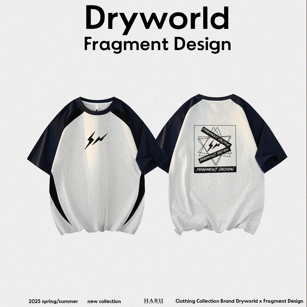 聯名 Dryworld X Fragment Design 閃電LOGO 日系街頭 U.S. POLO 柏拉圖幾何圖形 撞色拼接 圓領上衣 短袖上衣  FD-XYT319KT3013