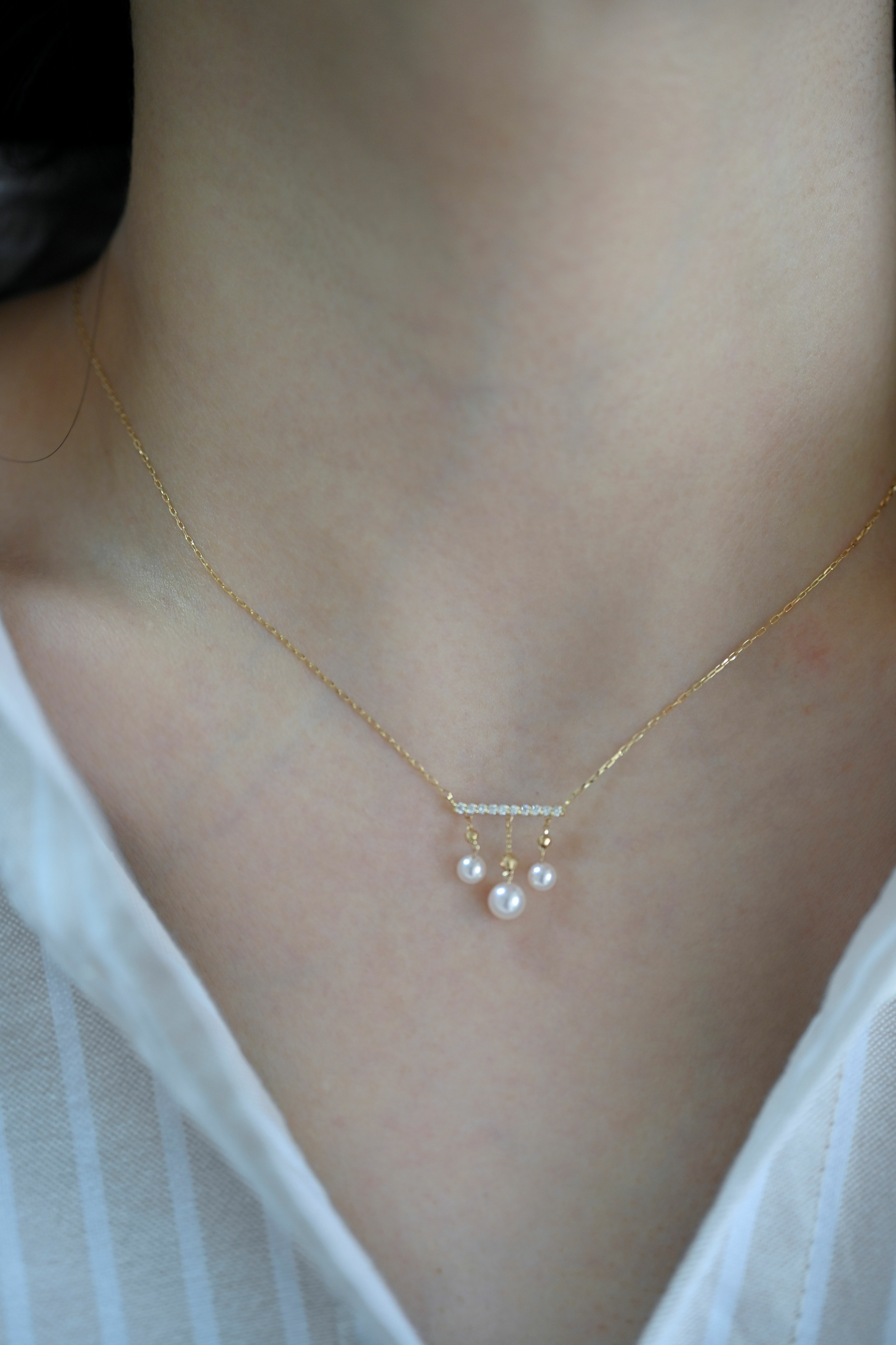 18K DoReMi Akoya Pearl Diamond Necklace