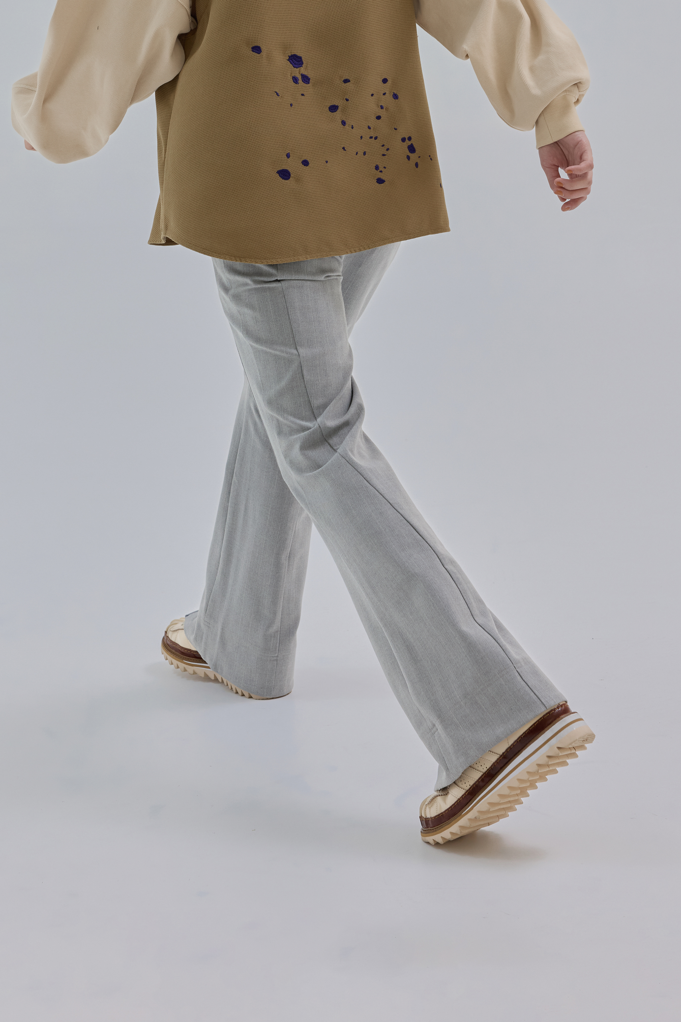 Slim-Fit Bootcut Trousers | Gray