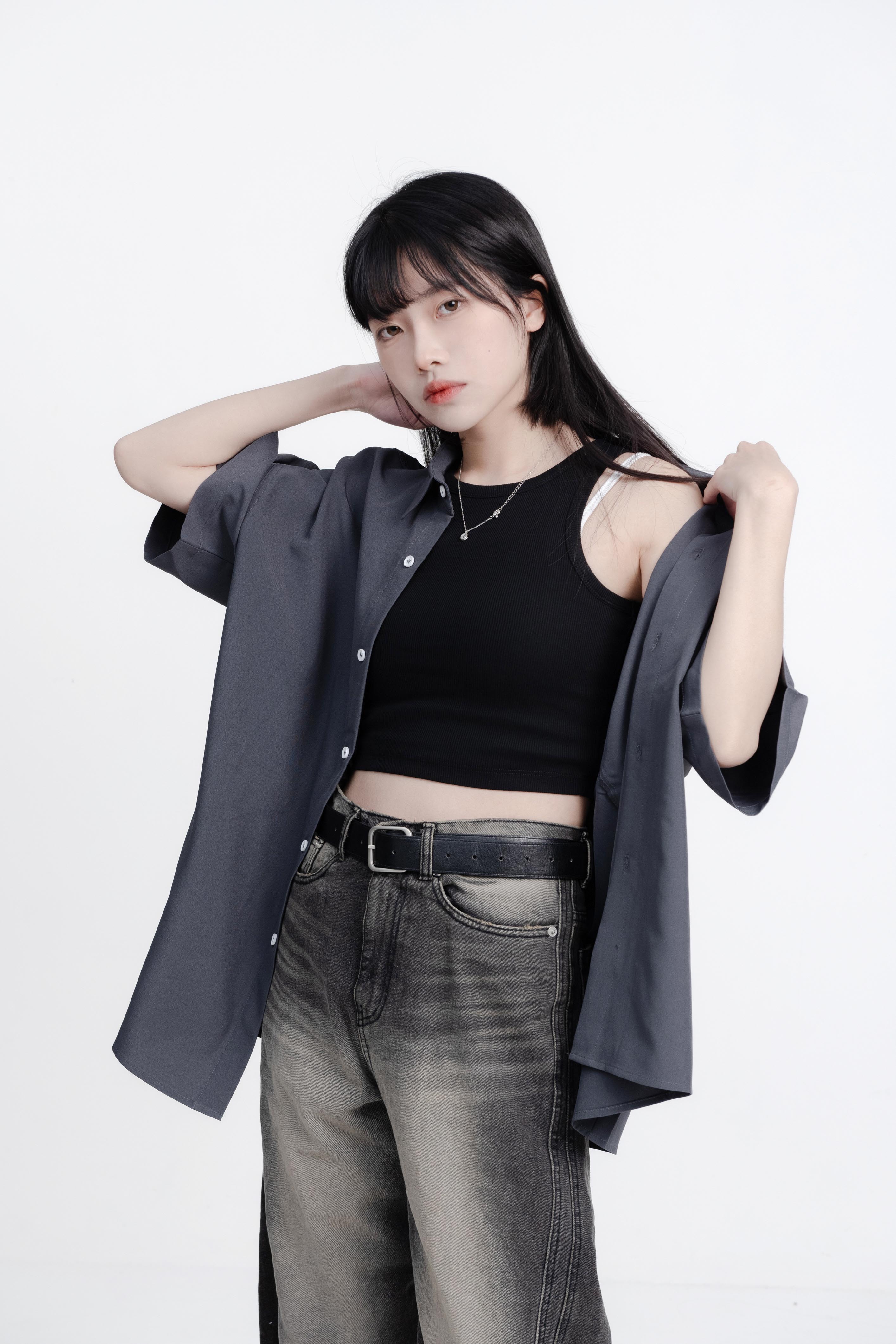 SIMON MADE GC-003 彈力 螺紋 多色 短版 緊身 削肩 背心