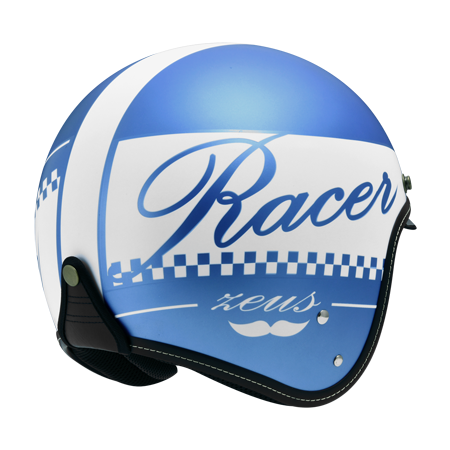 ZEUS ZS-388A AT13 消光細銀 淺藍白 彩繪 四分之三 半罩式  內墨片 復古帽