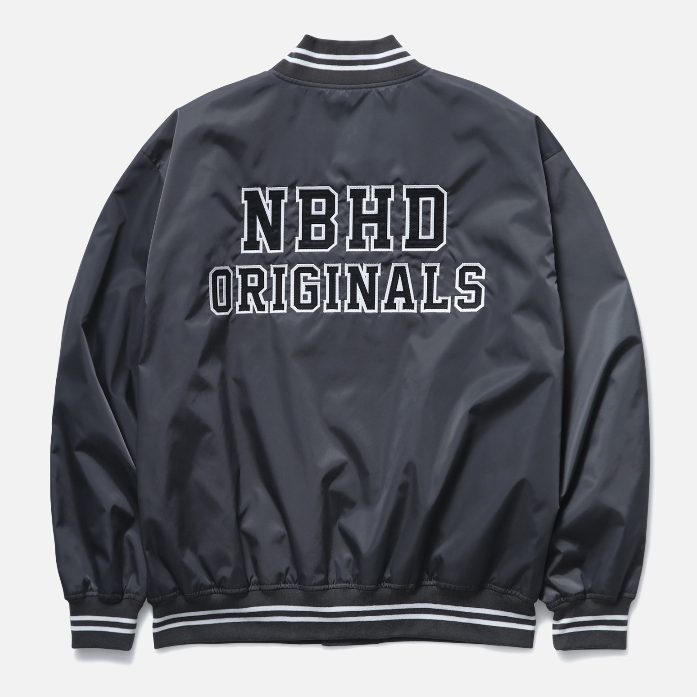 -(B6b)-NEIGHBORHOOD BASEBALL JACKET 棒球外套 刺繡 貼布 炭灰色 -251TSNH-JKM04