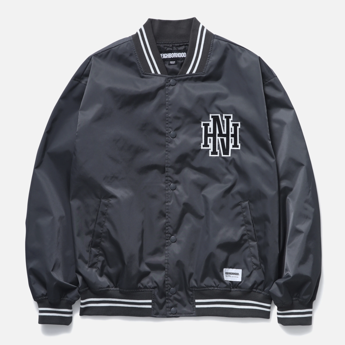 -(B6b)-NEIGHBORHOOD BASEBALL JACKET 棒球外套 刺繡 貼布 炭灰色 -251TSNH-JKM04