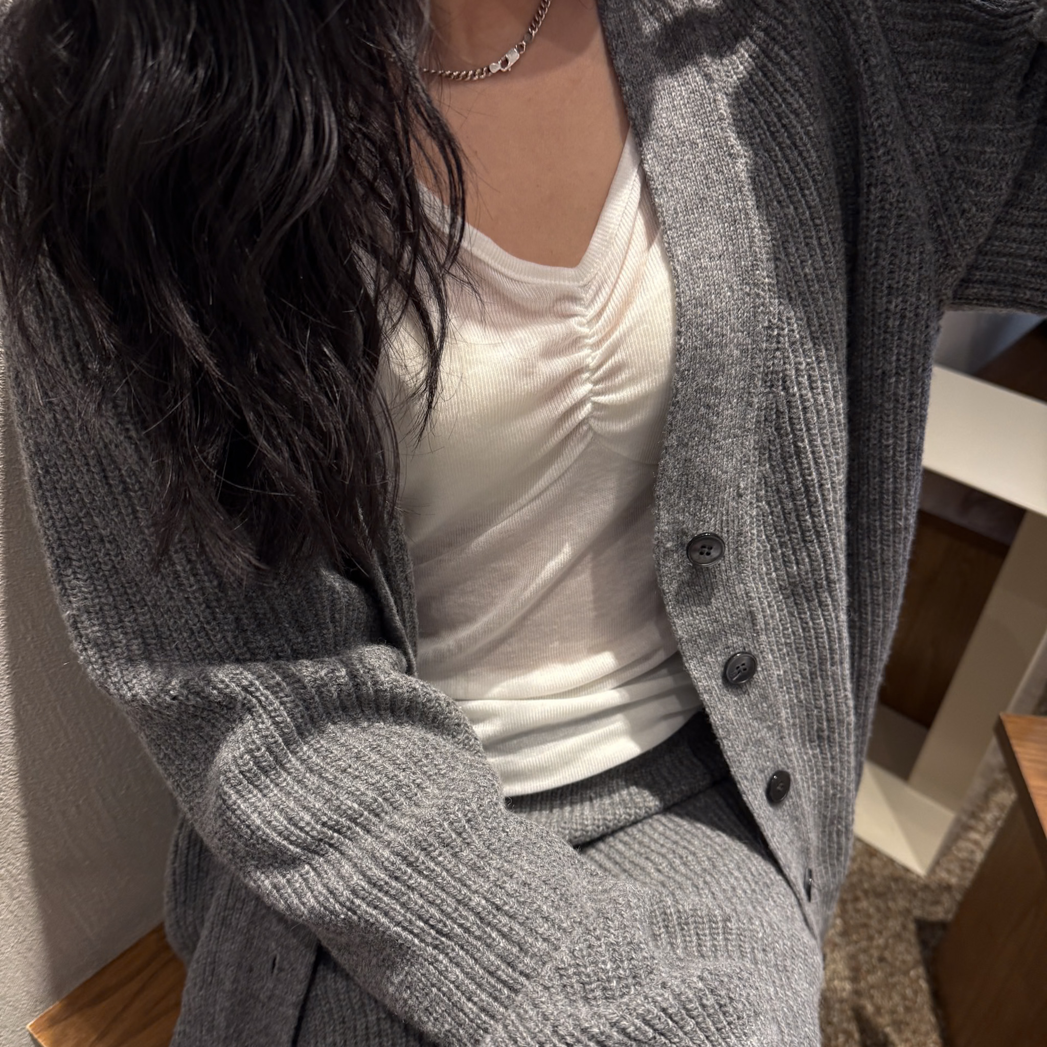 慵懶針織外(奶油/灰)