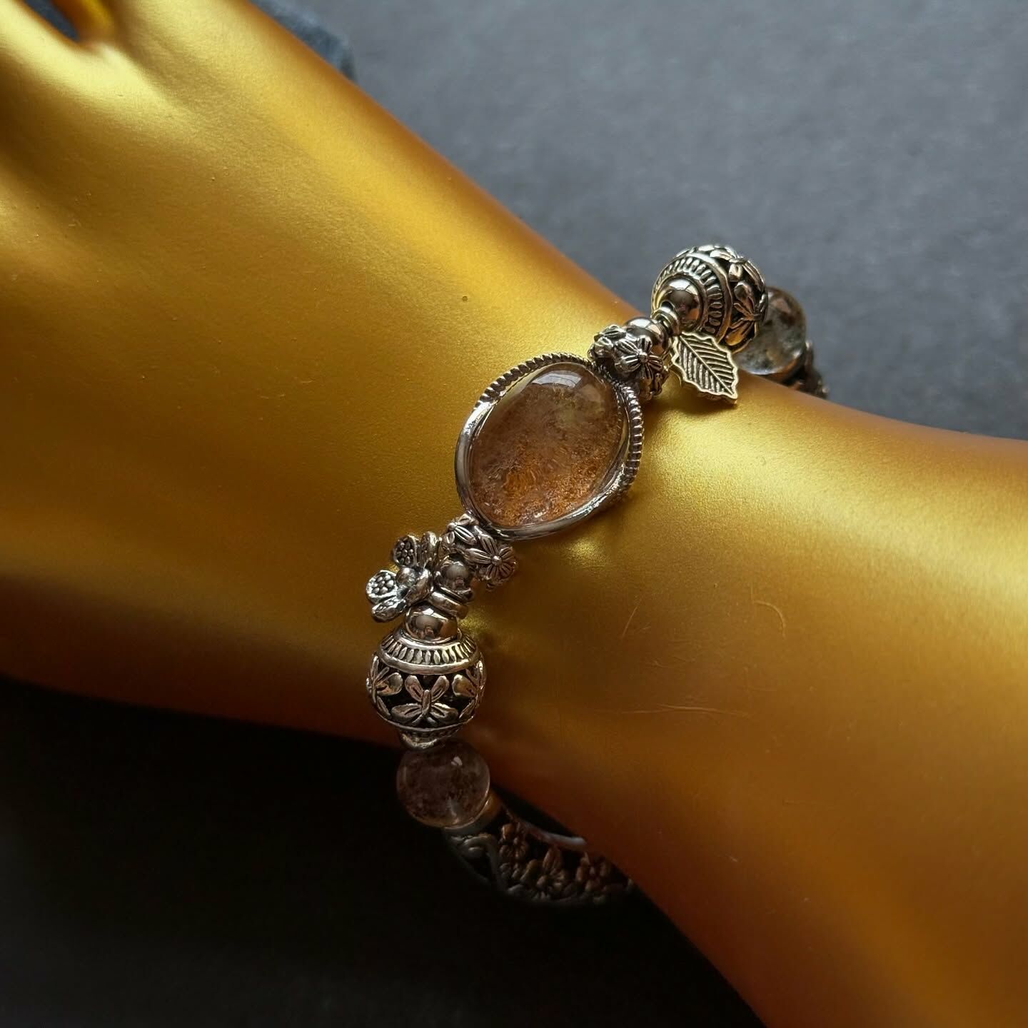 [原石] 幽靈水晶 藏銀 設計款手環