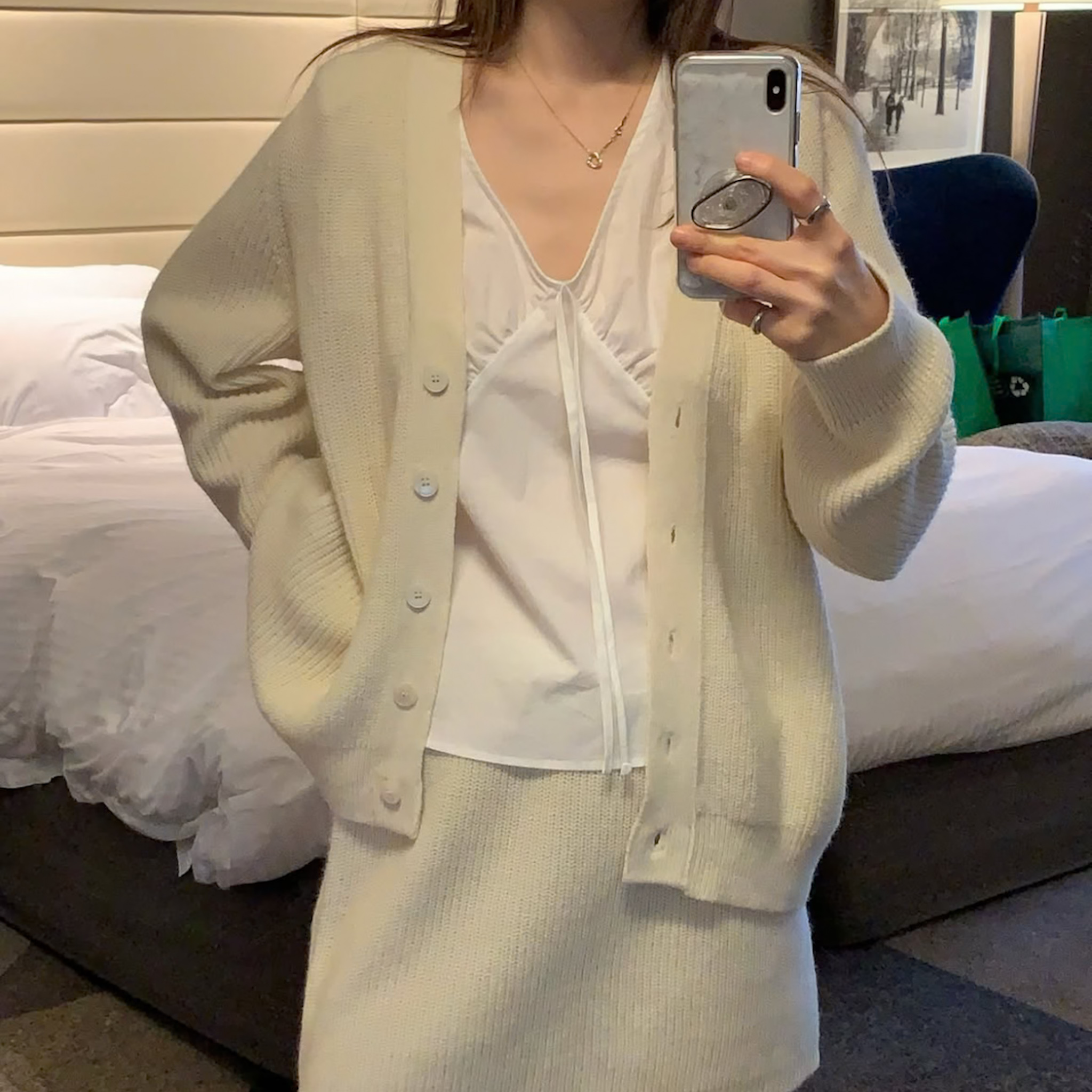 慵懶針織外(奶油/灰)